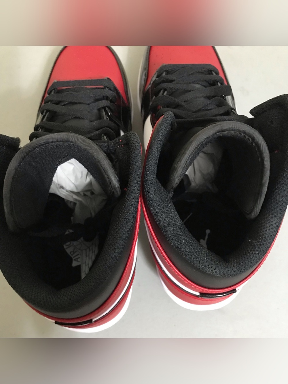 Jordan 1 Mid TD ‘Bred Toe Football Cleats Red/Black Patent Mens Size 12 - Picture 5 of 8